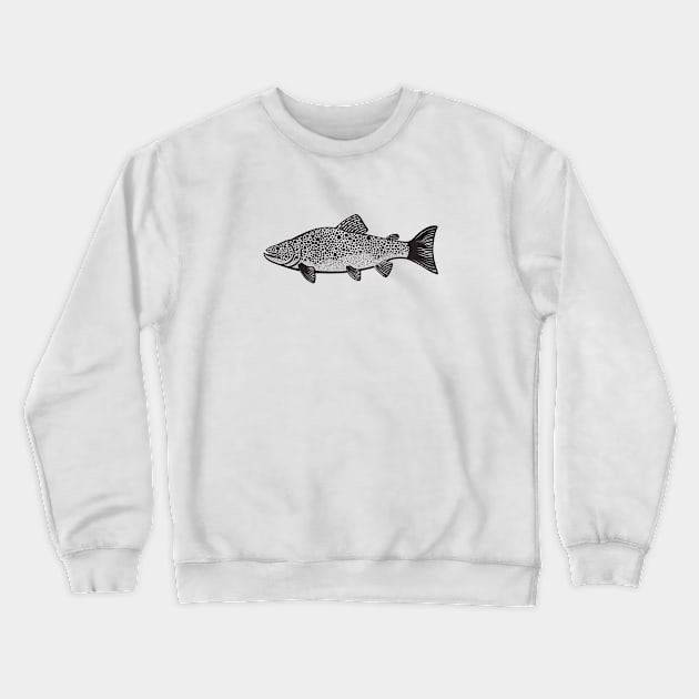Brown Trout - hand drawn fish design Crewneck Sweatshirt by Green Paladin
